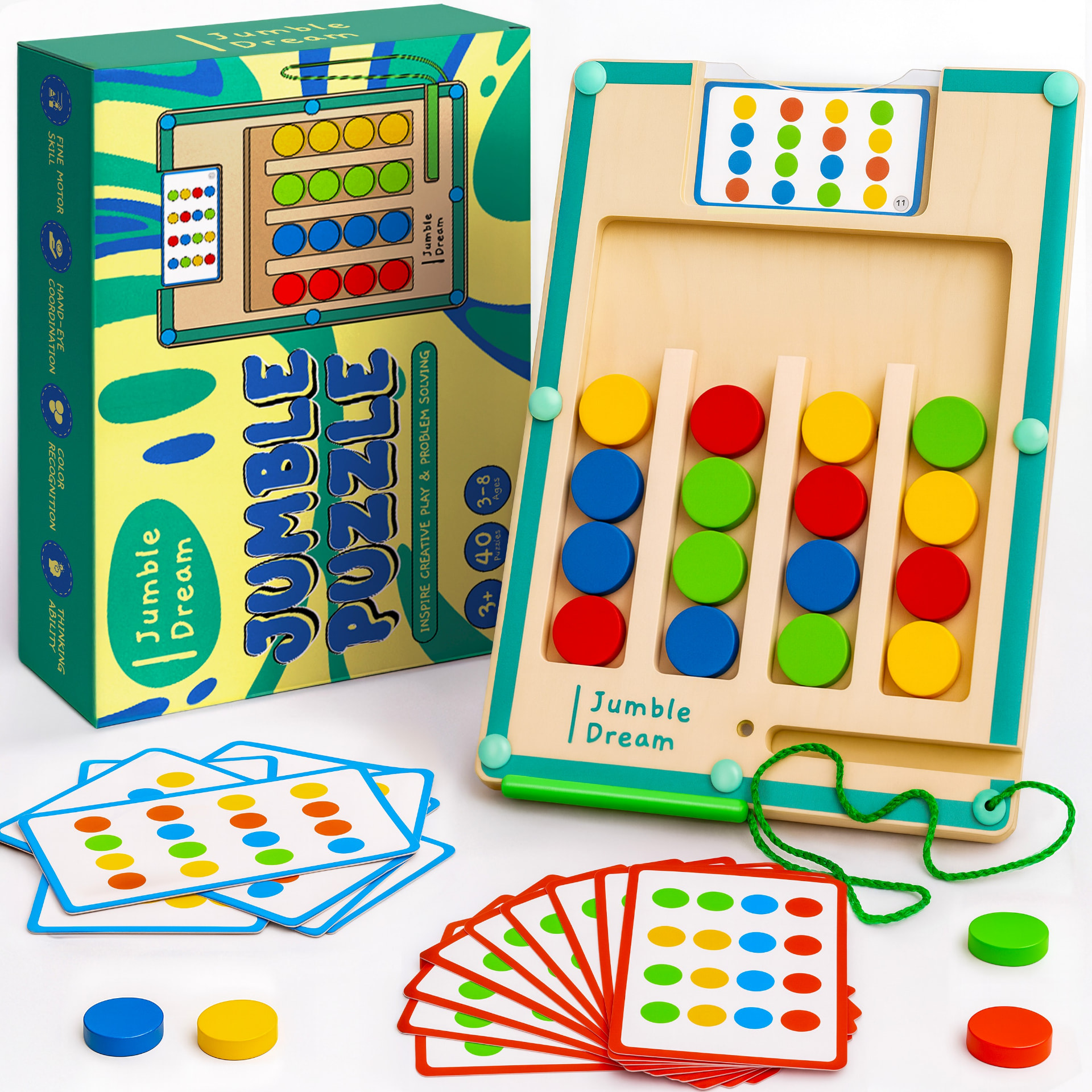 Jumble Puzzle chunky wooden shape puzzle with brightly painted pieces