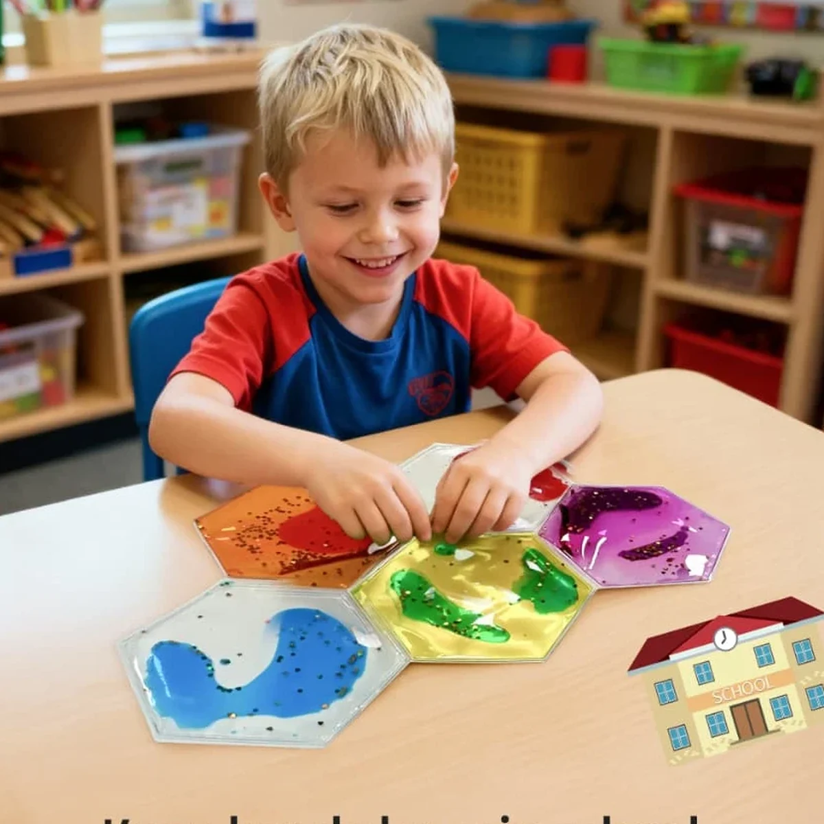 Jumble Comb hexagon liquid motion sensory tiles clicked together like a honeycomb