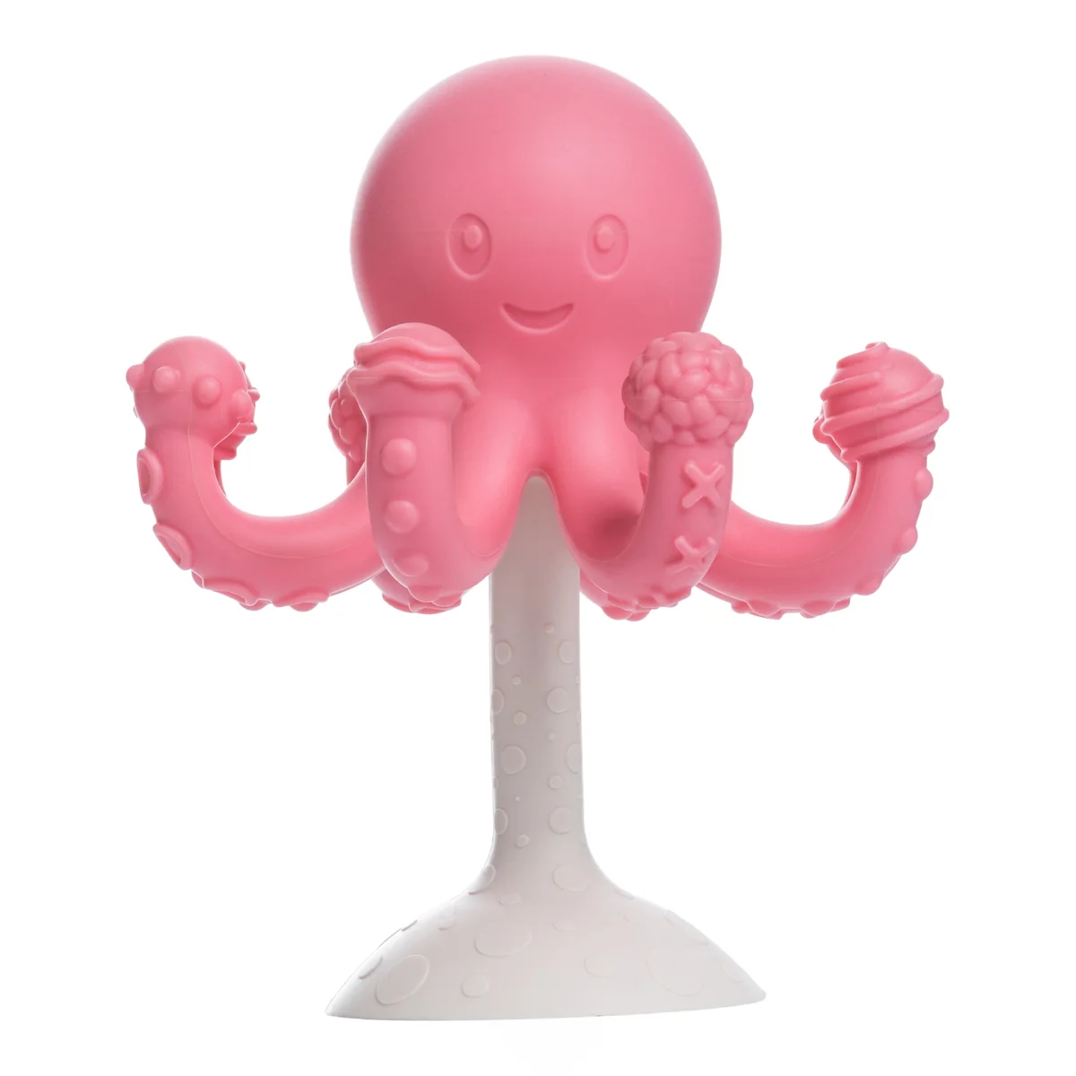 Jumble Waggle silicone octopus suction teether in Blush Bloom